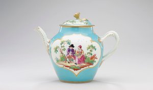 Worcester theepot en deksel, ca. 1770 door James Giles