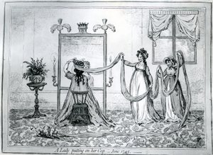 Een dame die haar hoed opzet, 1795