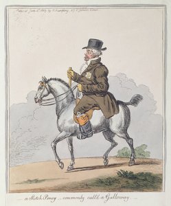 Een Schotse Pony, gewoonlijk een Galloway genoemd, uitgegeven door Hannah Humphrey in 1803 door James Gillray