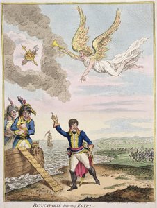 Buonaparte verlaat Egypte, uitgegeven door Hannah Humphrey in 1800 (handgekleurde ets)