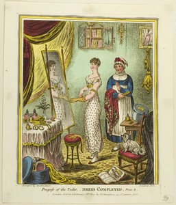 Jurk Voltooid, plaat drie van Voortgang van het Toilet door James Gillray