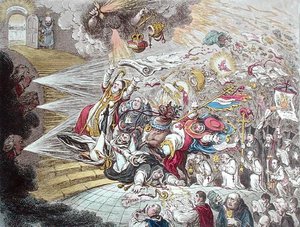 Einde van de Ierse farce van katholieke emancipatie, uitgegeven door Hannah Humphrey in 1805 door James Gillray