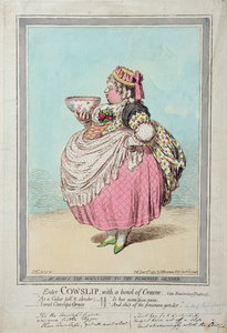 Enter Cowslip, met een kom room, gepubliceerd door Hannah Humphrey in 1795