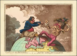 Vechten voor de Dunghill - of - Jack Tar die Buonaparte regelt door James Gillray