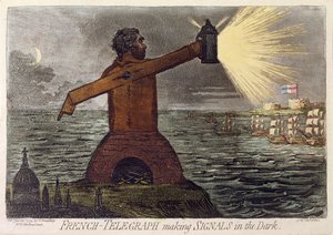 Frans-Telegraaf maakt signalen in het donker, uitgegeven door Hannah Humphrey in 1795