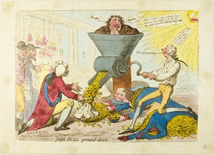 John Bull Omlaag door James Gillray