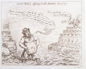 John Bull biedt Little Boney fair play aan, gepubliceerd door Hannah Humphrey in 1803