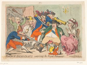 Lodewijk XVI en Marie Antoinette betrapt tijdens hun vlucht, 1791 door James Gillray