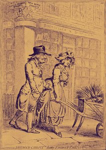 Lord Sandwich die aandacht besteedt aan een bloemenverkoopster door James Gillray