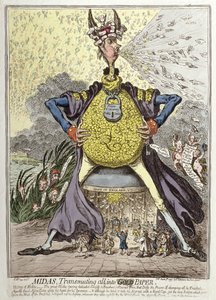 Midas Verandert Alles in Goud Papier, gepubliceerd door Hannah Humphrey in 1797