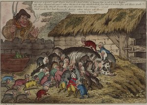 Meer Varkens dan Tepels, ofde nieuwe Toom hongerige knorrende biggen, die John Bull