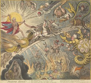 Phaeton geschrokken door James Gillray