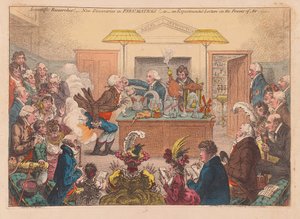 Wetenschappelijk Onderzoek! Nieuwe ontdekkingen in Pneumatica! Of een Experimentele Lezing over de Krachten van Lucht, uitgegeven 1802 door James Gillray