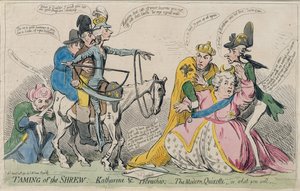 Het temmen van de feeks: Katherine en Petruchio, of De moderne Quixote, uitgegeven door S.W. Fores in 1791