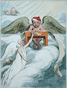 De beschuldigende geest en de optekenende engel door James Gillray