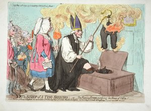 De bisschop van A Tuns broek; - De brandende bisschop die het huis van kantoor zuivert! Aan de patriotten van Frankrijk en Engeland, deze voorstelling van de brandende ijver van de heilige Attaceh a la Mission