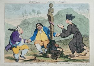 De Coalitie-Dans, gepubliceerd door William Humphrey in 1783 (handgekleurde ets)