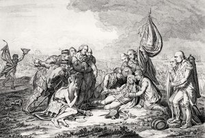 De Dood van de Grote Wolfe, uitgegeven door H. Humphrey, 1795 door James Gillray