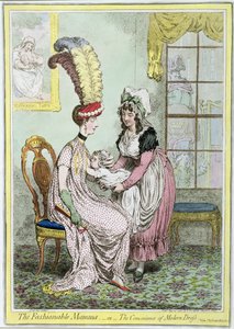 De modieuze mama, of het gemak van moderne kleding, gepubliceerd in 1796 door James Gillray