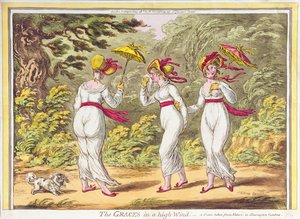 De Gratiën in een Sterke Wind, een Scène uit de Natuur in Kensington Gardens, gepubliceerd door Hannah Humphrey, 1810