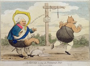 De ketel die de papketel uitlacht, uitgegeven door P.J. Leatherhead in 1782