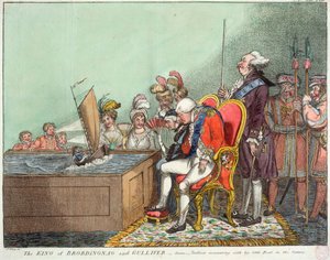 De koning van Brobdingnag en Gulliver, na 1804 (gravure) door James Gillray