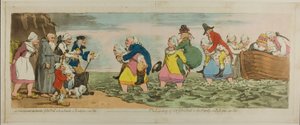 De landing van Sir John Bull en zijn familie in Boulogne-sur-Mer door James Gillray