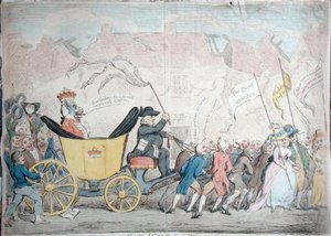 De Pacific Entrance van Earl-Wolf in Blackhaven, uitgegeven door Hannah Humphrey in 1792 door James Gillray