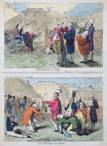 De prins in het gras en de prins in klaver, uitgegeven door S.W. Fores in 1787 door James Gillray