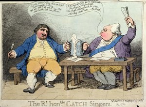 The Right Honourable Catch Singers, uitgegeven door William Humphrey in 1783 door James Gillray
