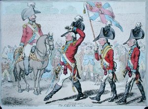 De groet, of de parade, uitgegeven door Hannah Humphrey in 1797 door James Gillray