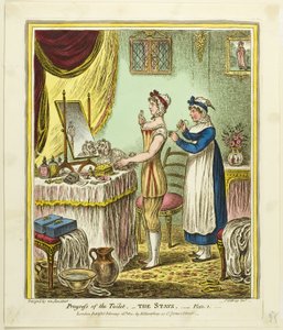 The Stays, plaat één uit Vooruitgang van het toilet door James Gillray