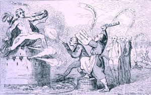 De theatrale oorlog, gepubliceerd door S.W. Fores in 1787 door James Gillray
