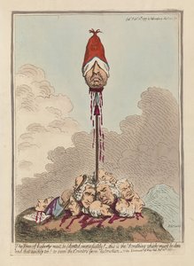 De Boom van Vrijheid Moet Onmiddellijk Geplant Worden, uitgegeven 1797 (handgekleurde gravure) door James Gillray