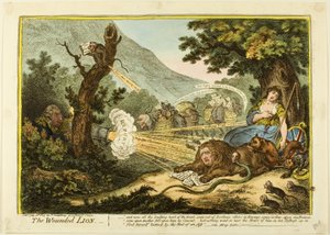 De gewonde leeuw door James Gillray