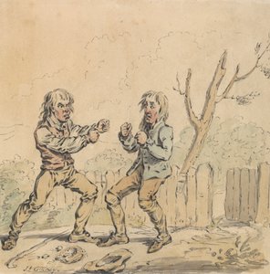 Twee mannen in een vuistgevecht door James Gillray