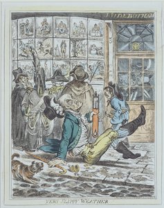 Zeer glad weer (gekleurde litho) door James Gillray