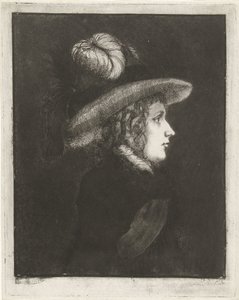 Portret van een vrouw met hoed door James Hazard