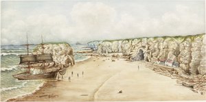 Brik aan de grond bij Marsden Rock door James Henry Cleet