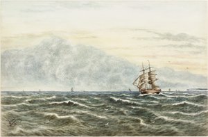 Scheepvaartscène bij Tynemouth door James Henry Cleet