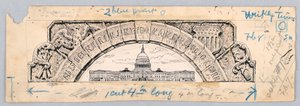 U.S. Capitoolgebouw, onder een boog van de dertien staten