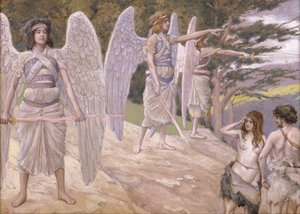 Adam en Eva verdreven uit het Paradijs door James Jacques Joseph Tissot