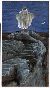 Christus gaat alleen een berg op om te bidden, illustratie voor Het Leven van Christus door James Jacques Joseph Tissot