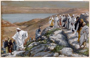 Christus zendt de zeventig discipelen twee aan twee uit, illustratie voor Het leven van Christus