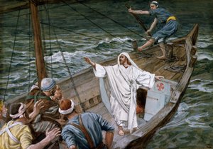 Christus kalmeert de storm, illustratie voor Het leven van Christus, ca. 1886-94 door James Jacques Joseph Tissot