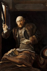 Heer in een treinwagon, 1870-80