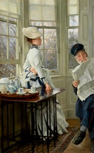 Het Nieuws Lezen, 1874 door James Jacques Joseph Tissot