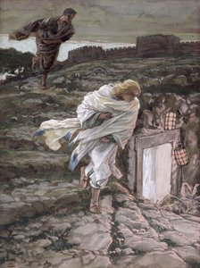 St. Peter en St. John rennen naar het graf, illustratie voor Het leven van Christus door James Jacques Joseph Tissot