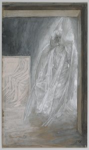 De engel zittend op de steen van het graf, illustratie uit Het leven van onze Heer Jezus Christus door James Jacques Joseph Tissot
