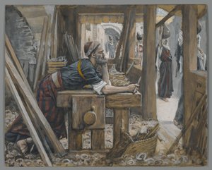 De angst van Sint Jozef, illustratie uit Het leven van onze Heer Jezus Christus door James Jacques Joseph Tissot